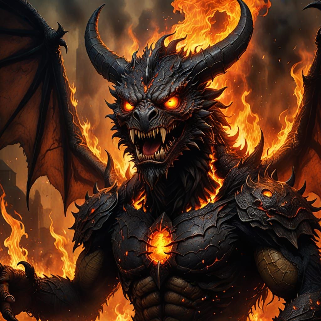 Demonic Muppet with Dragon Wings in Gothic Style