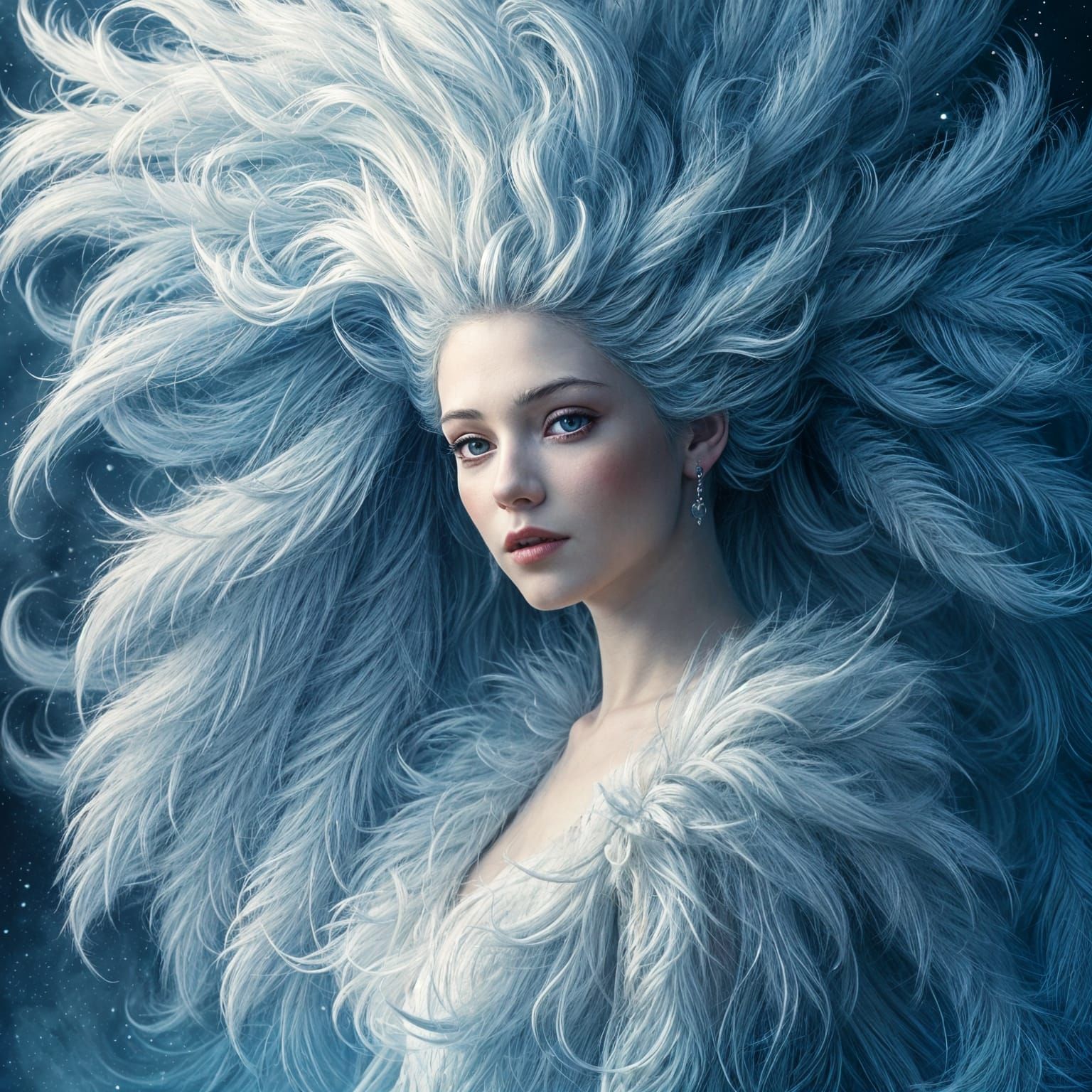 Victorian Lady with Moonlight Hair in Ethereal Style