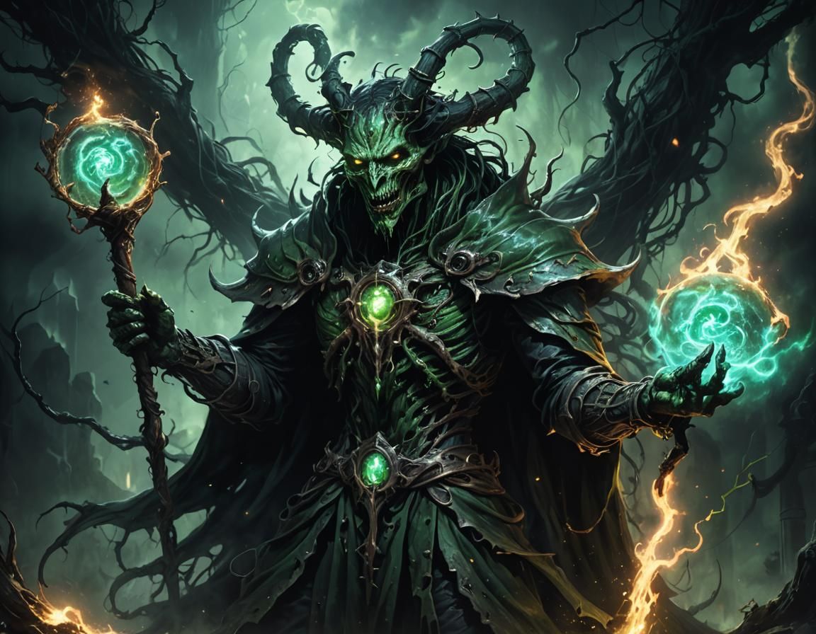 Grotesque Humanoid Figure with Eerie Green Glow