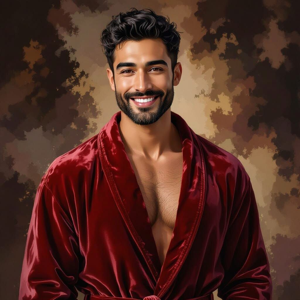 Friendly Man Portrait in Alcohol Ink Style