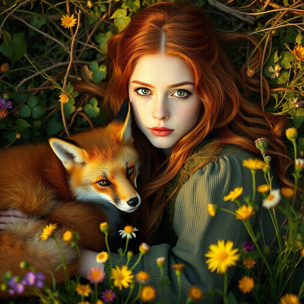 Nordic Goddess in Wildflower Meadow, Captured in Cinematic F...