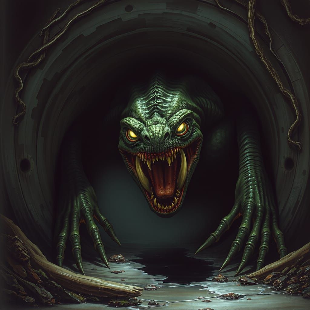 Biomechanical Sewer Beast Emerge from Shadows