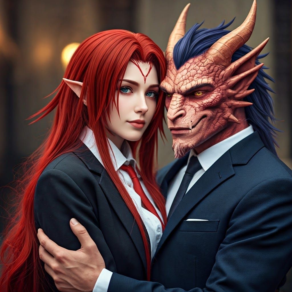 Surreal Photorealistic Portrait of Tiamat and Malefor