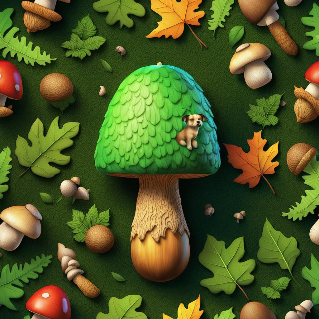 Vibrant Whimsy: Giant Acorn in Earthy Splendor