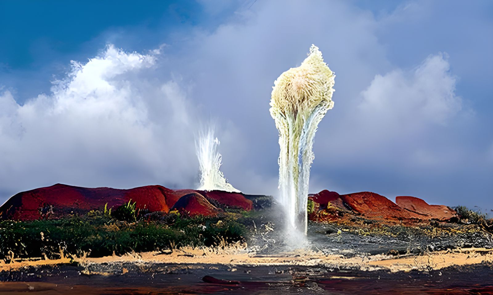 Puke Geyser Erupting in Arid National Park