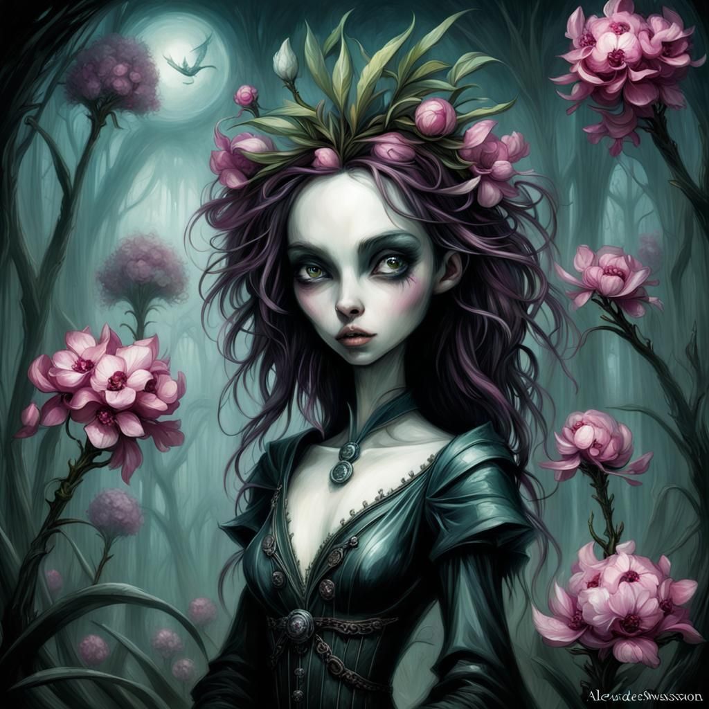 Oleanders in Dark Fantasy Stop-Motion Style