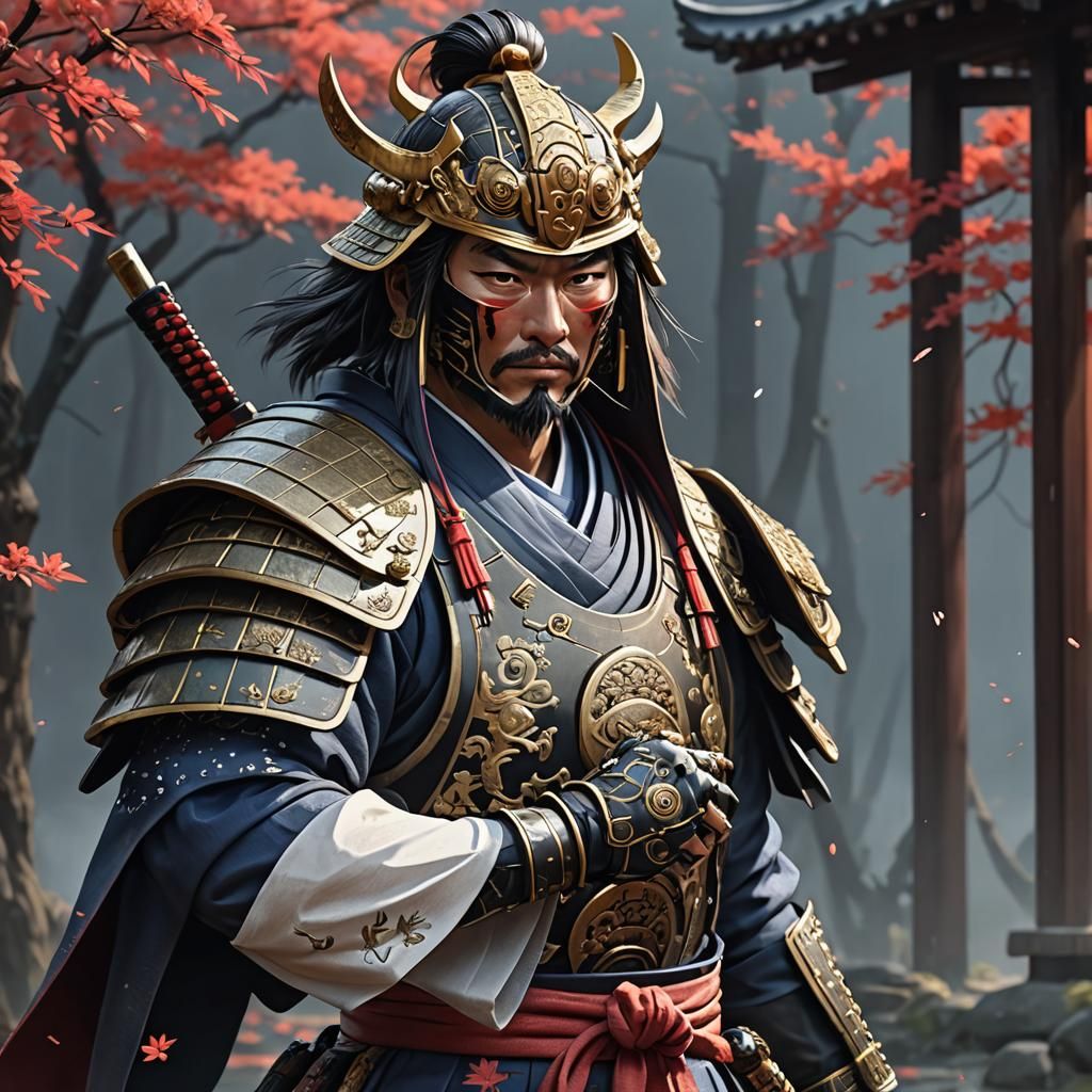 Detailed 3D Anime Samurai Warrior Concept Art