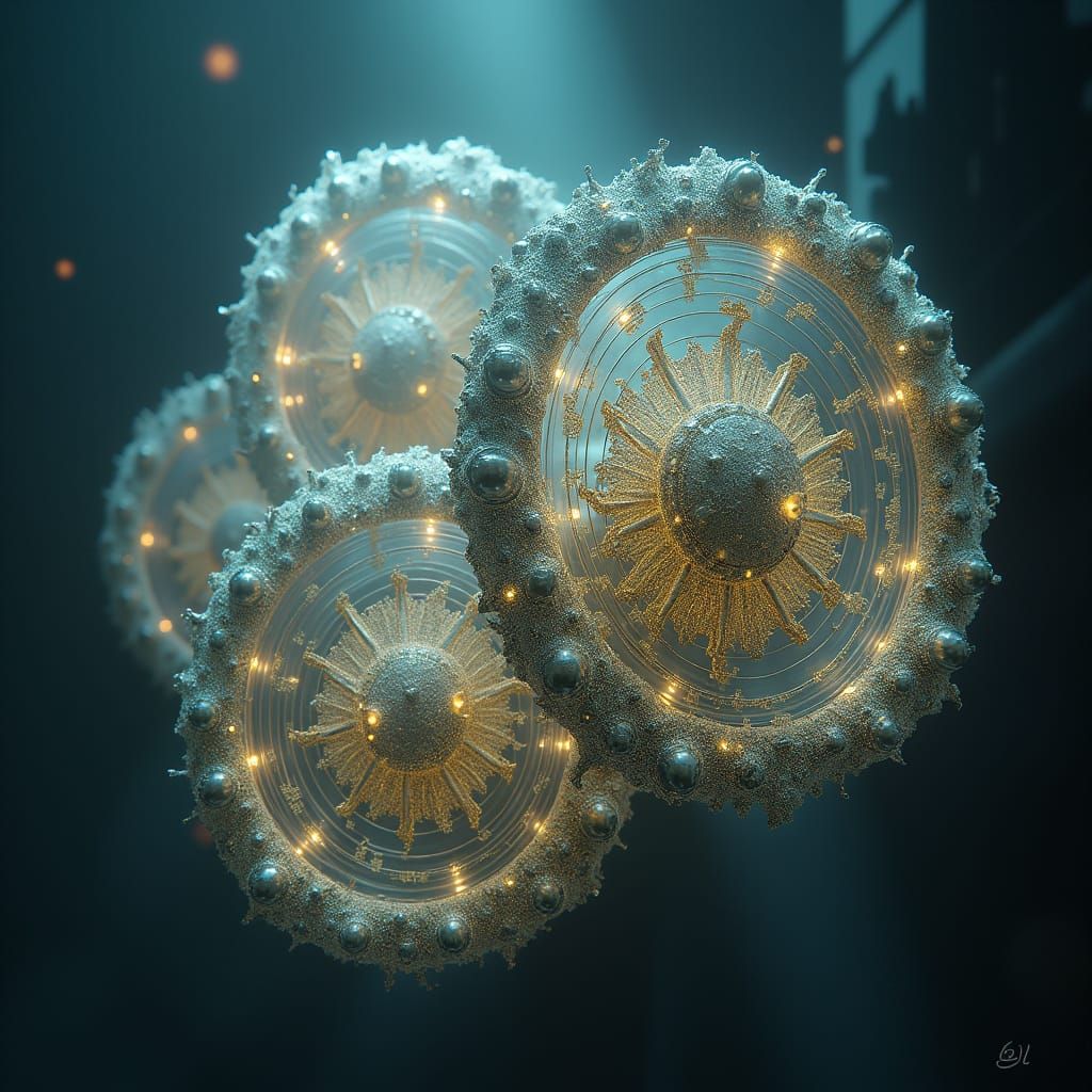 Ethereal Ophanim Angel with Intricate Wheel-like Body