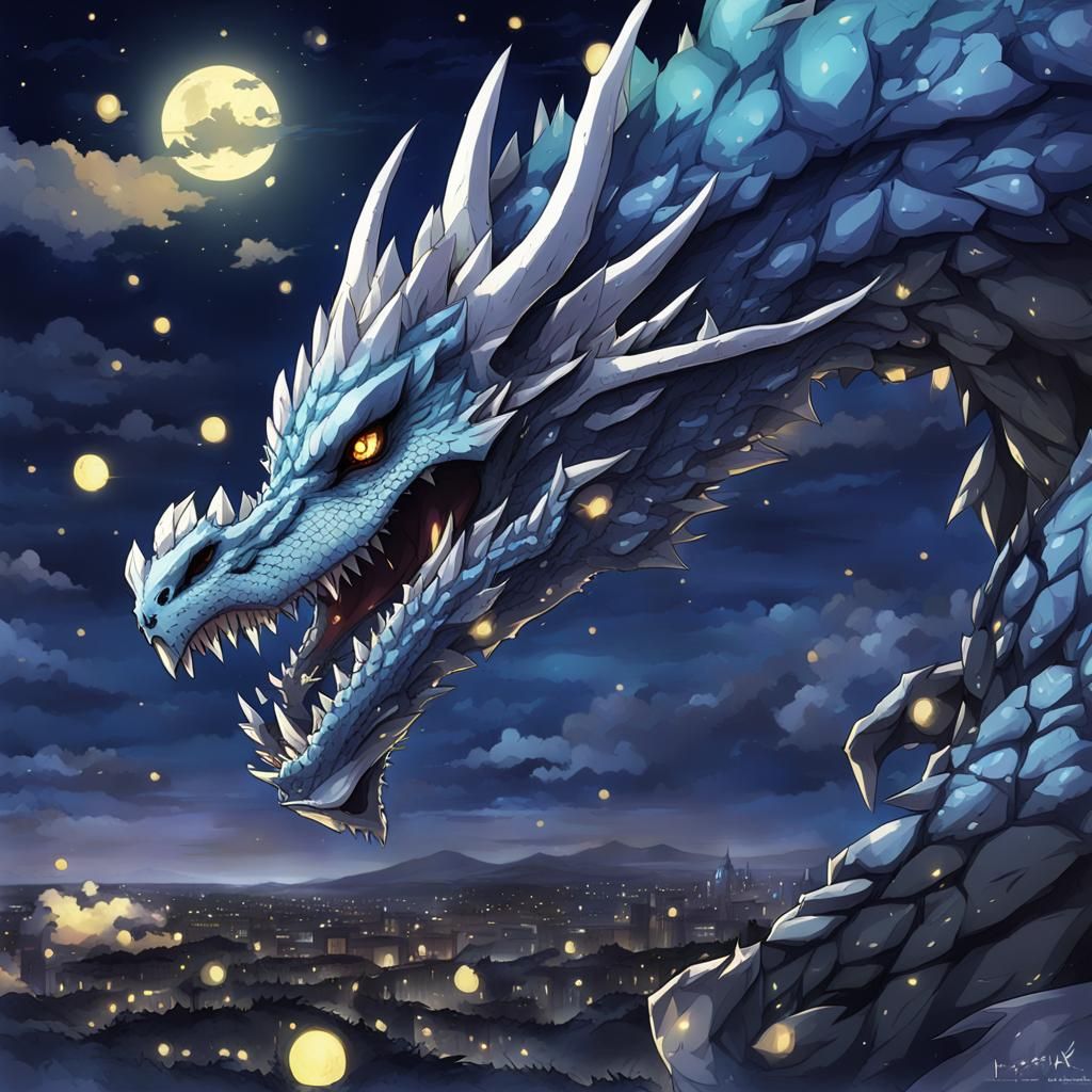 Night Dragon Bones in Anime Art Style