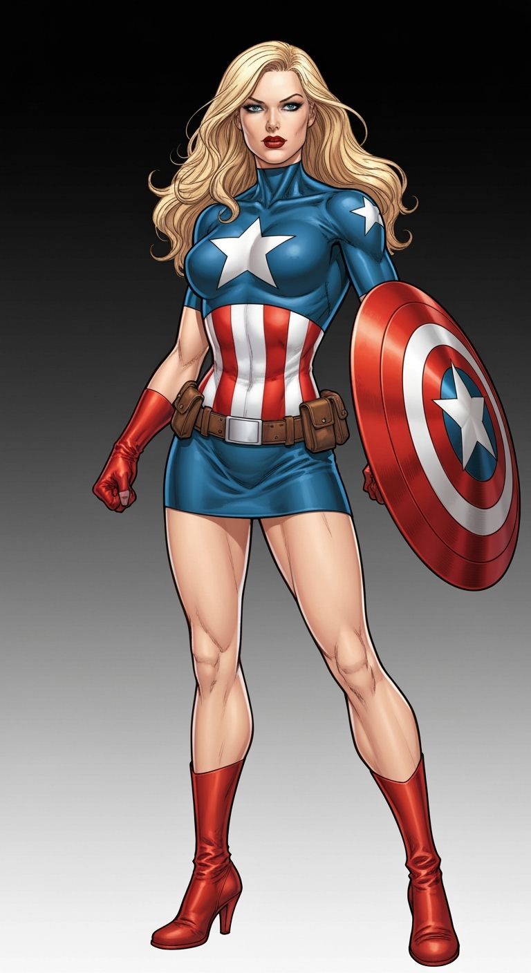 American Dream: Patriotic Heroine in Comic Book Style