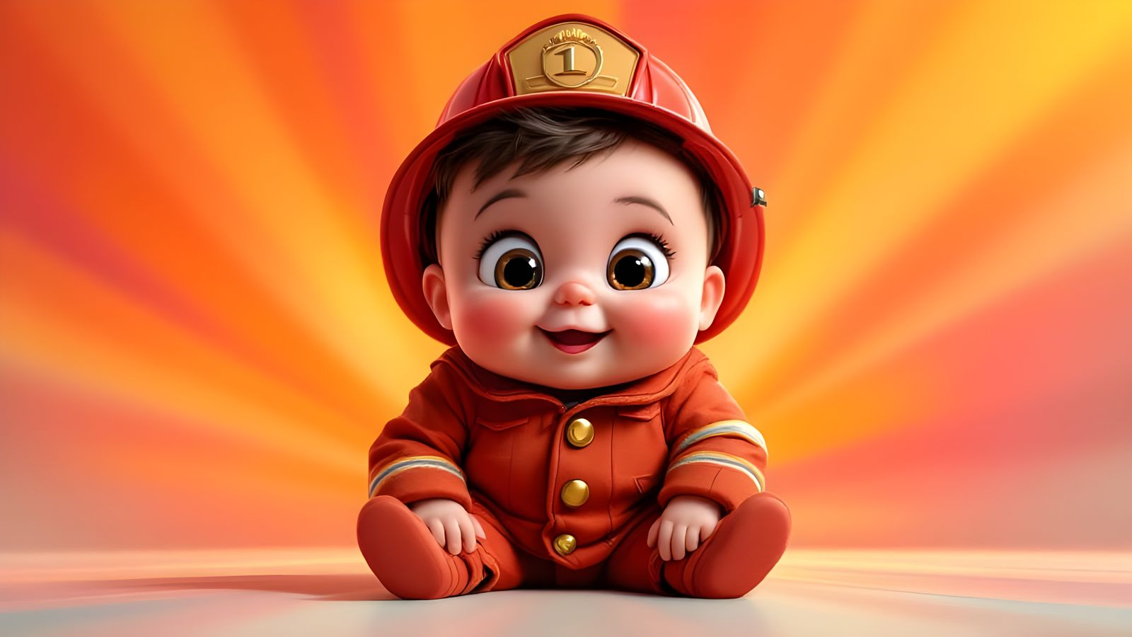 Cute Fireman Baby in Vibrant 3D Animation