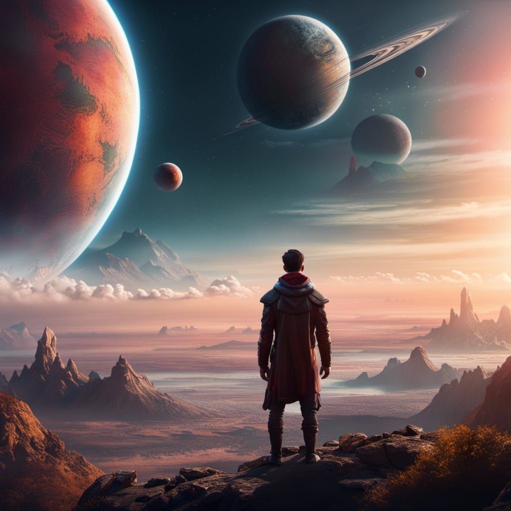 Rising Planet: Detailed Matte Painting in Deep Color