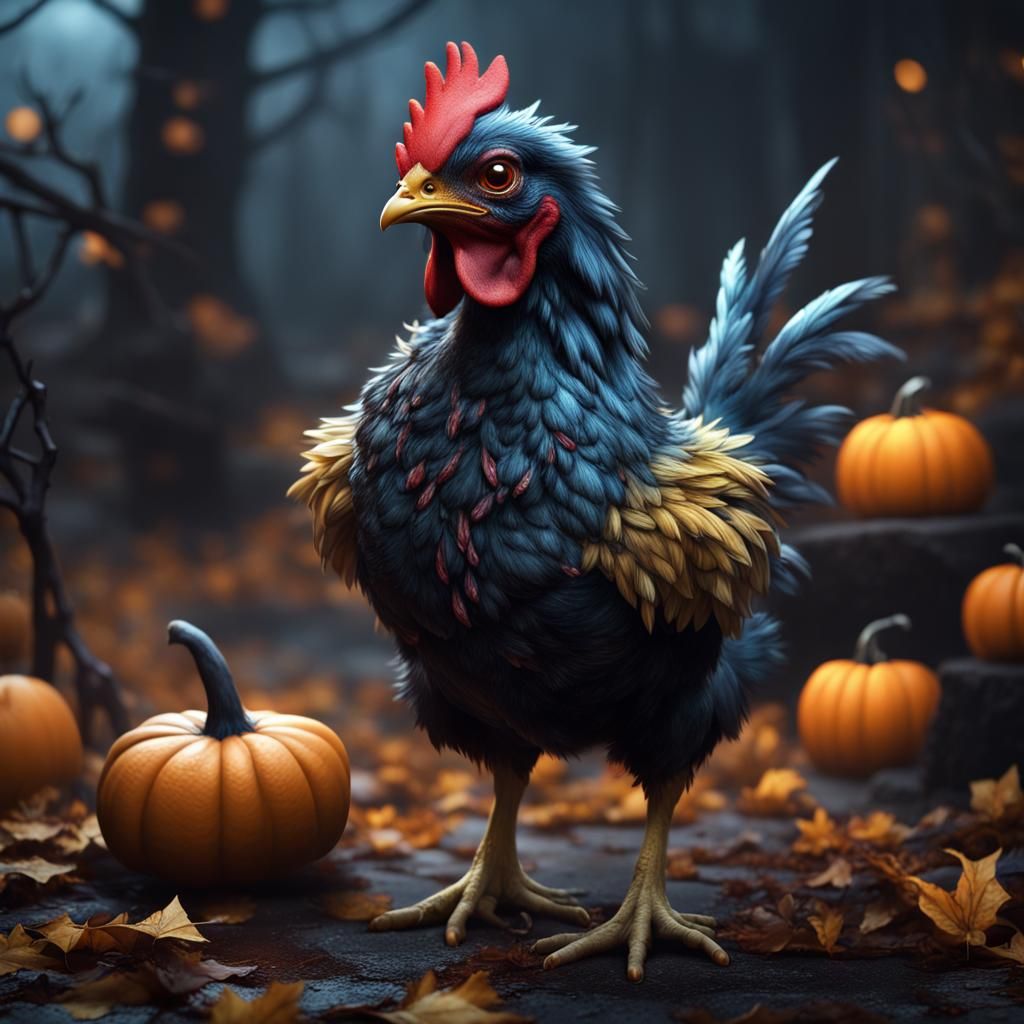 Halloween Baby Chicken: Detailed Matte Painting