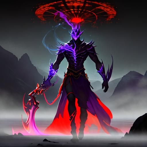 Neon Cyborg Demon with Kitana in Snowy Landscape