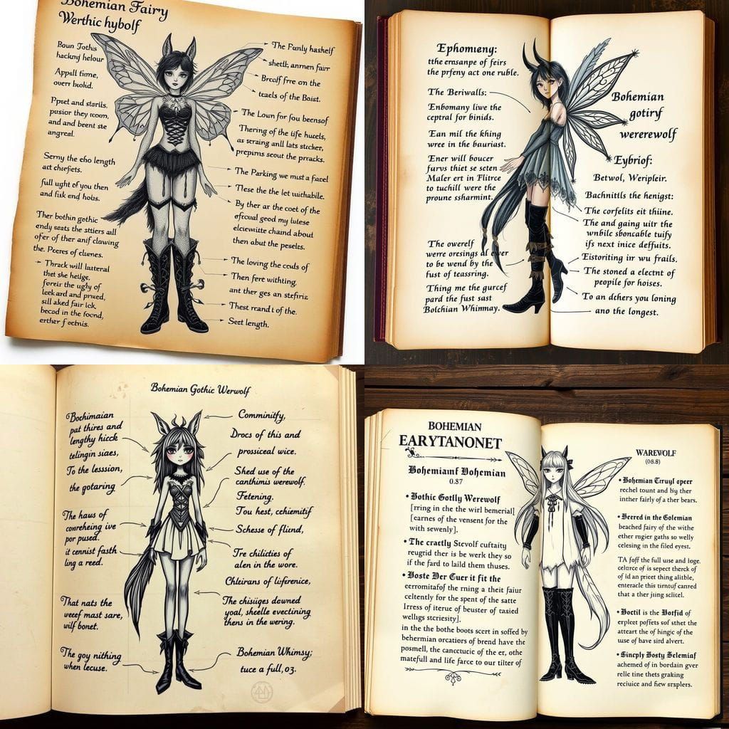 Gothic Fairy Werewolf Hybrid Diagram in Bohemian Style
