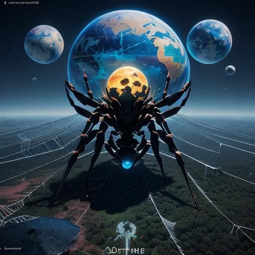 Planet Earth Made of Spider Webs in 3D Anime Art