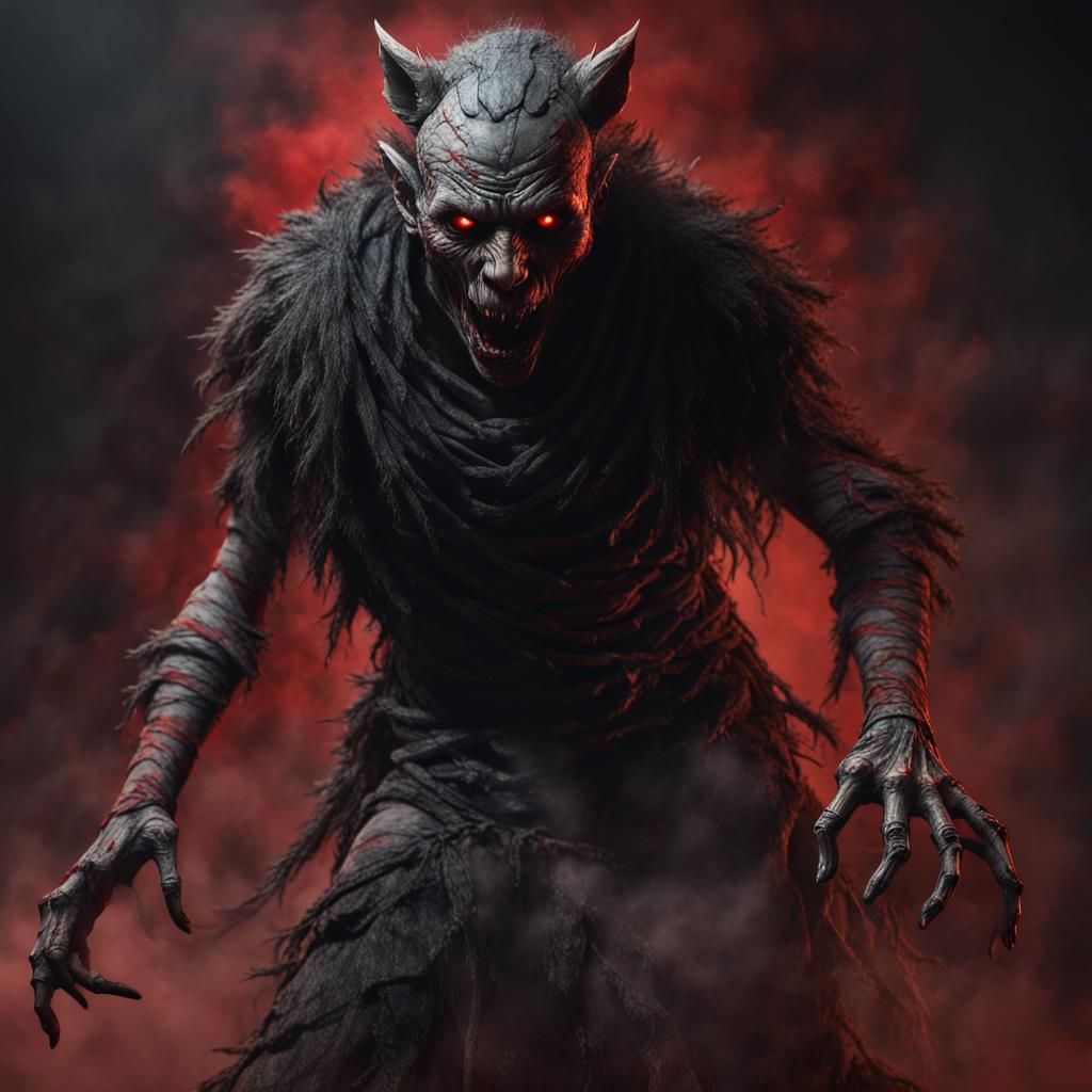 Evil Werewolf Mummy in a Macabre Horror Scene