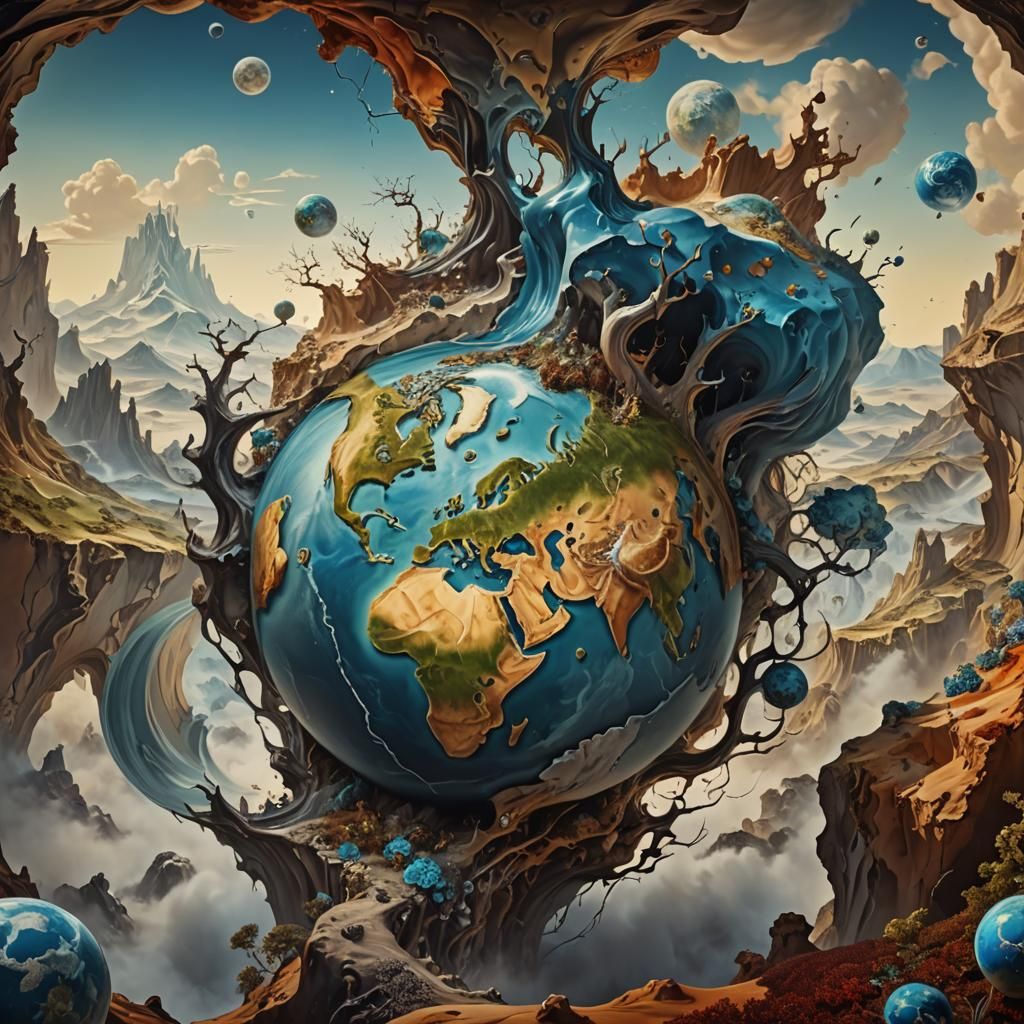 Surreal Earth as Salvador Dali Painting