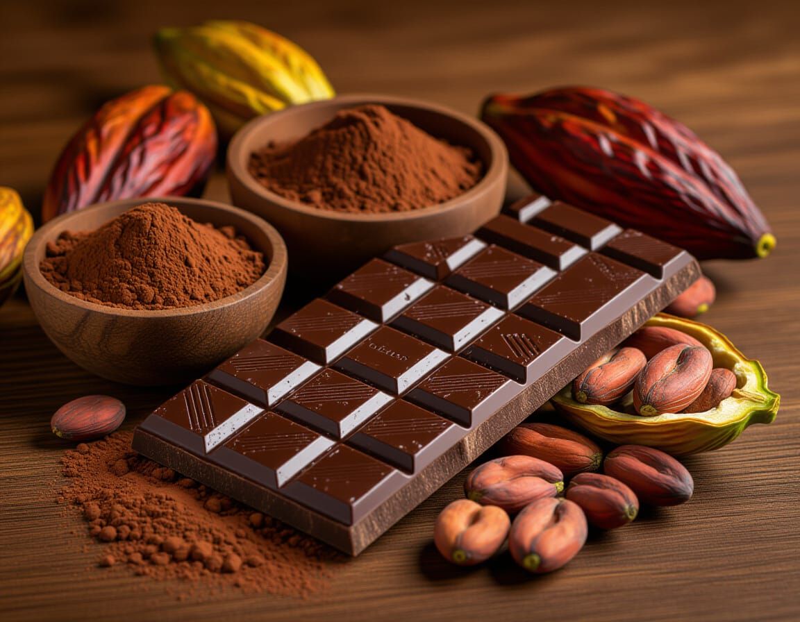 Chocolate and Cocoa Flat Lay Still Life