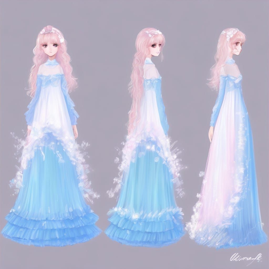 Vibrant Kawaii Dress in Digital Anime Style