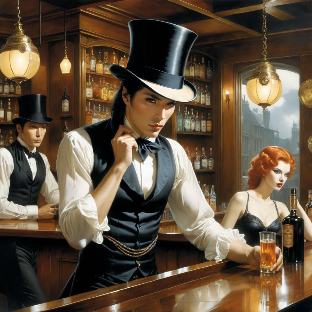 Mysterious Man Watching English Bar Scene