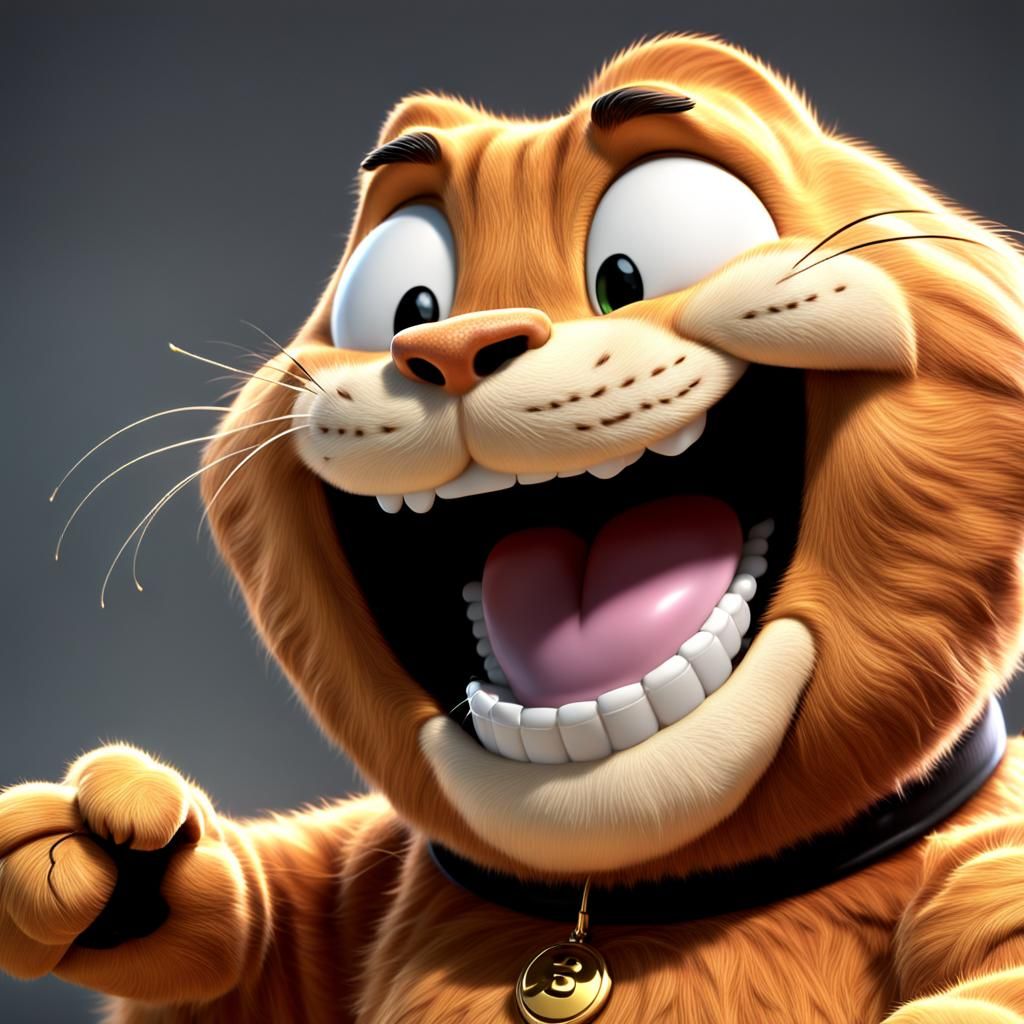 Happy Smiling Garfield in 3D CGI