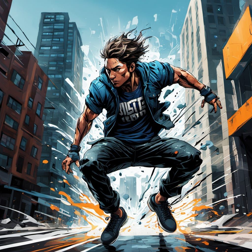 Dreamer Parkour Between Buildings in Splash Art Style