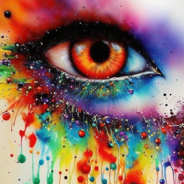 Rainbow Robotic Gremlin with Paint Splatter, Photorealistic ...