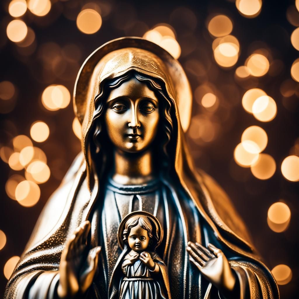 Detailed Portrait of Virgin Mary and Jesus