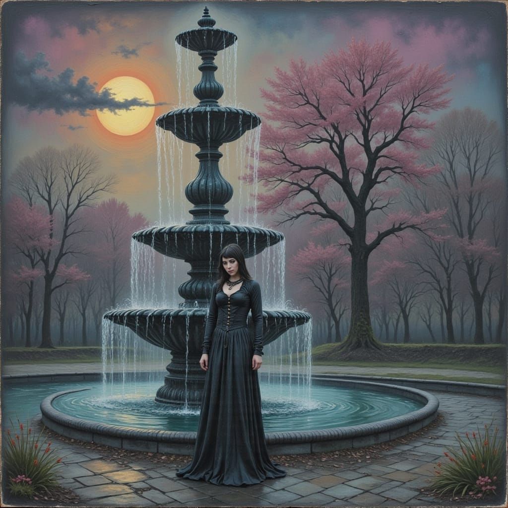 Gothic Madonna Chalk Oil Painting