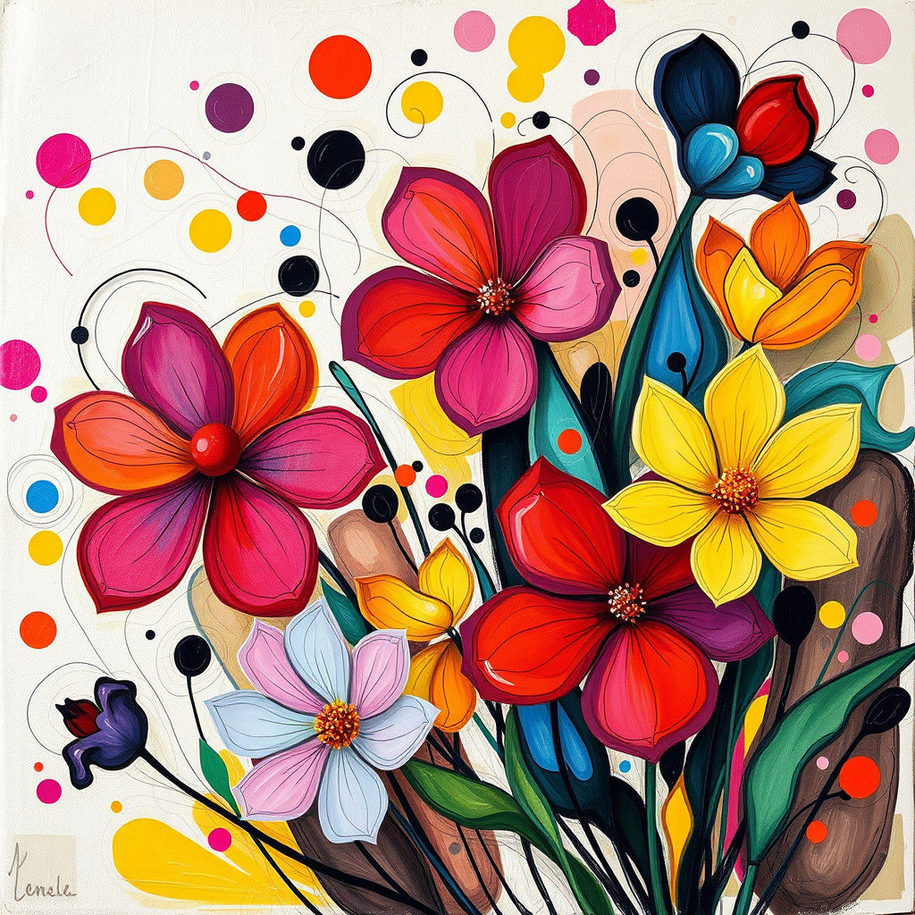 Abstract Flower Garden in Surrealist Dreamscape Style