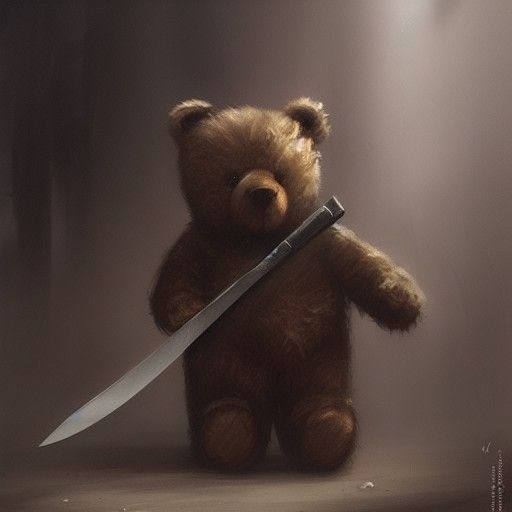 Sinister Teddy Bear with Knife, Digital Art