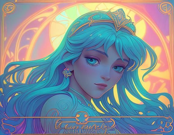 Neon Gothic Princess: A French Art Nouveau Dreamscape