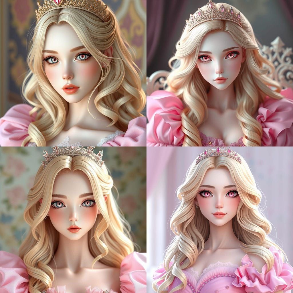 Hyper Realistic Anime Princess in Pink Ball Gown