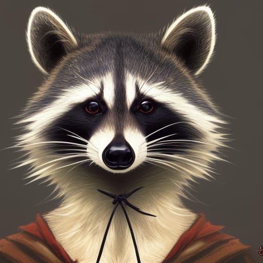 Raccoon Archer Portrait in Hyperdetailed Digital Art