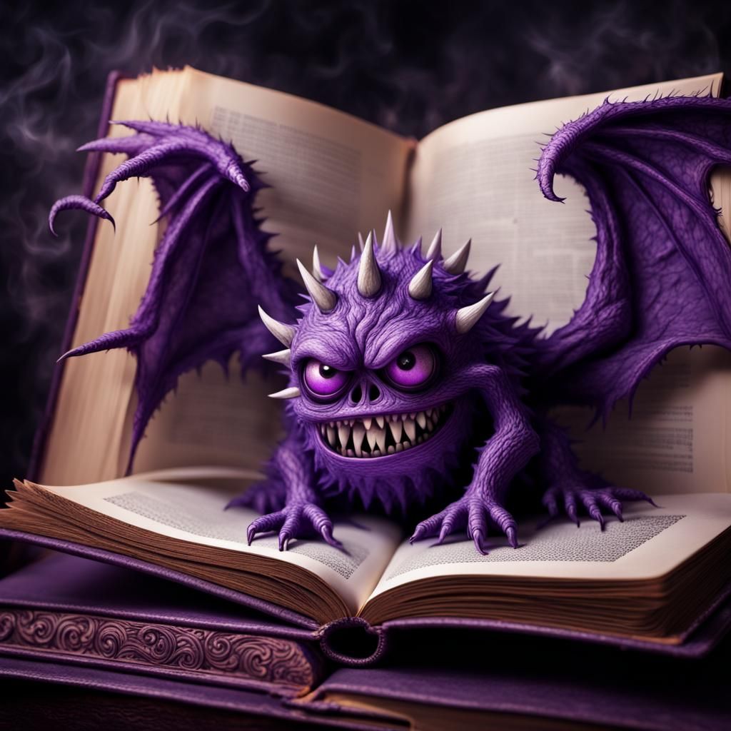 Forbidden Knowledge Book with Purple Monster