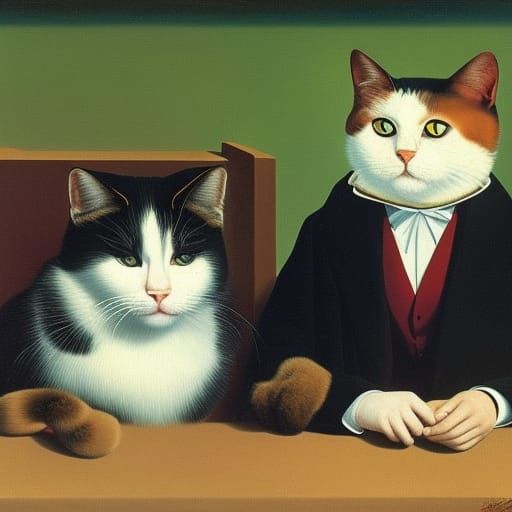 Cat Reclining Peacefully With Handkerchief, Surreal Art