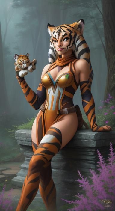 Ahsoka as Ethereal Tiger Girl in Luminist Style