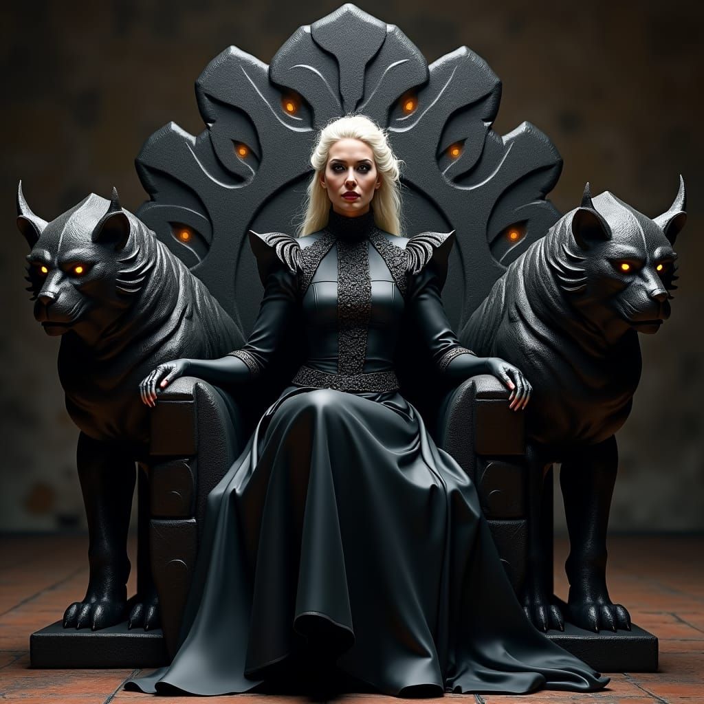 Gothic Countess on Zeolite Throne with Manticores