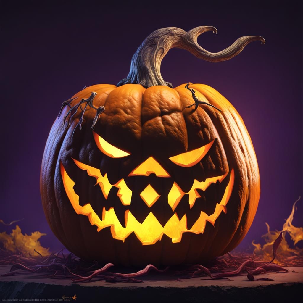 Halloween Pumpkin Nightmare: Dark Fantasy Concept Art
