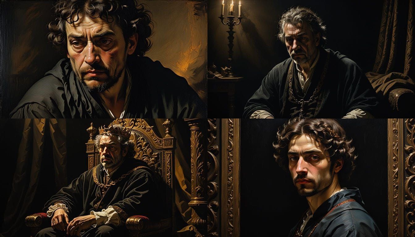 Intense Chiaroscuro Painting with Dramatic Light