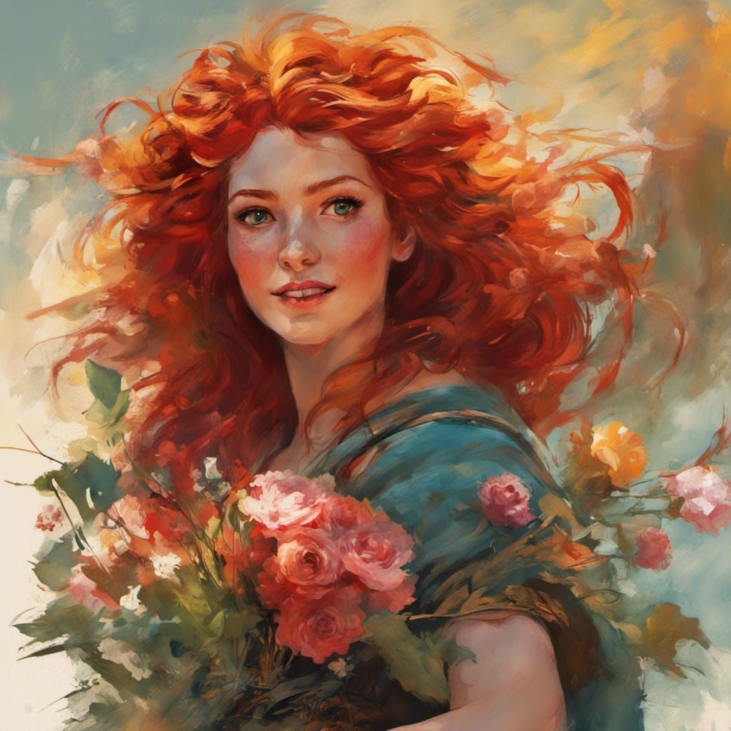 Red-Haired Princess Portrait in Fantasy Concept Art