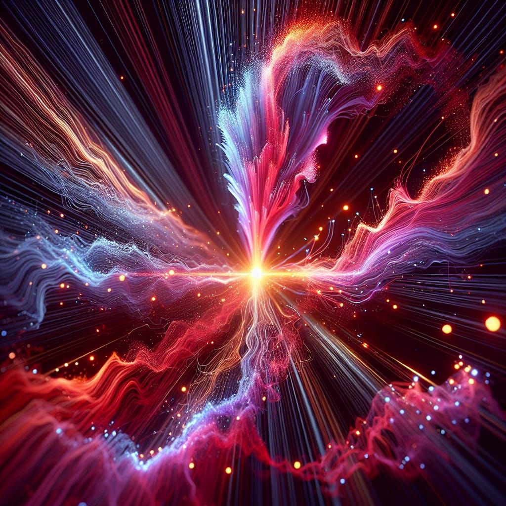 Abstract Light Wave Explosion in Vivid Spectrum