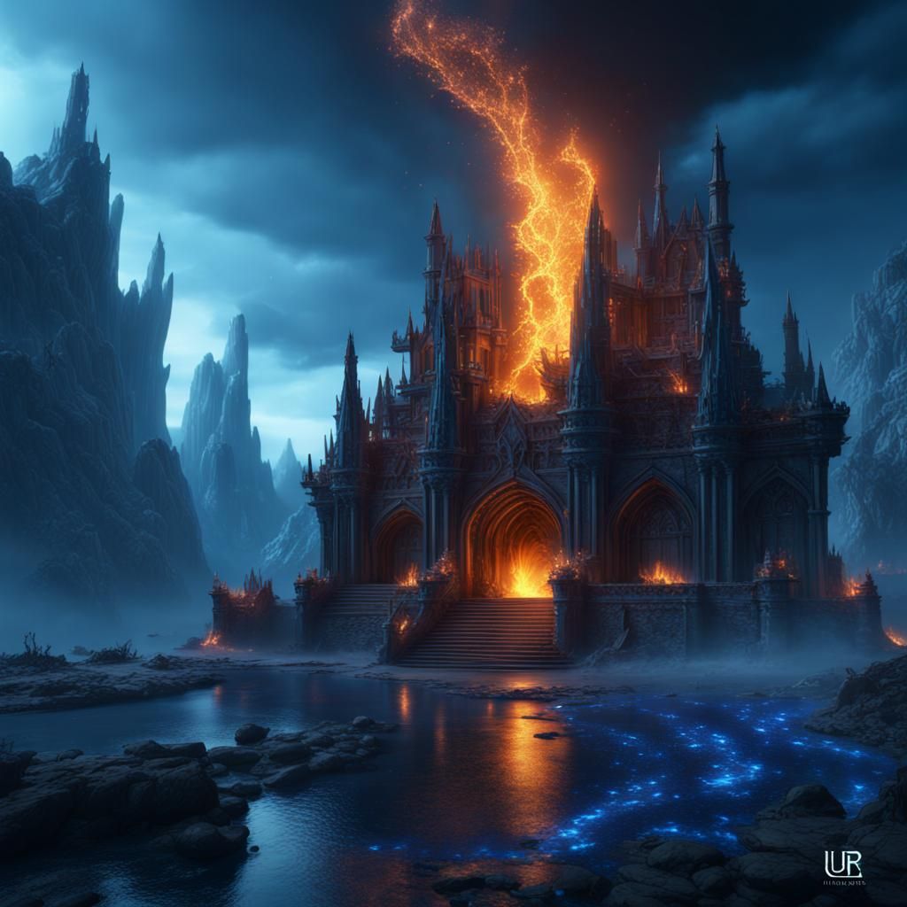 Vibrant Blue Fire Fantasy Concept Art