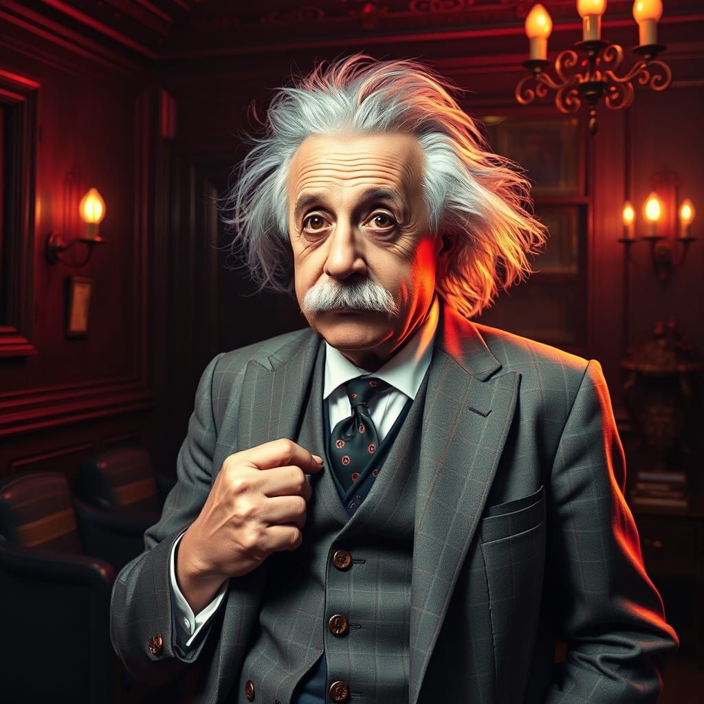 Einstein Portrait in Ornate Art Nouveau Style