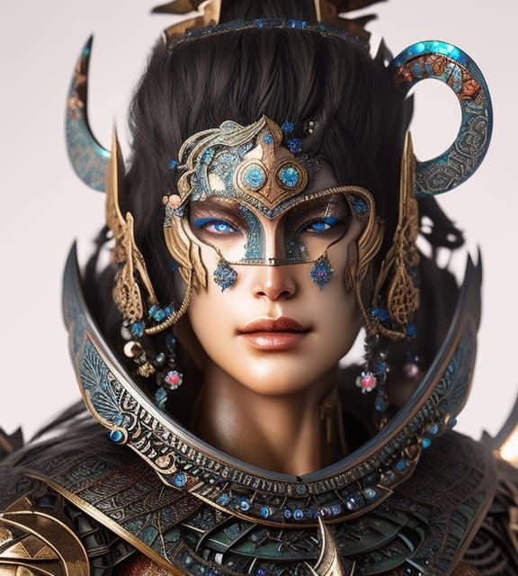 Opal Jewel Valkyrie Portrait in Hyperdetailed Style