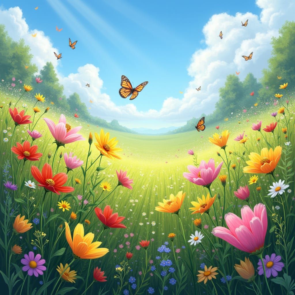 Vibrant Wildflower Meadow in Full Bloom