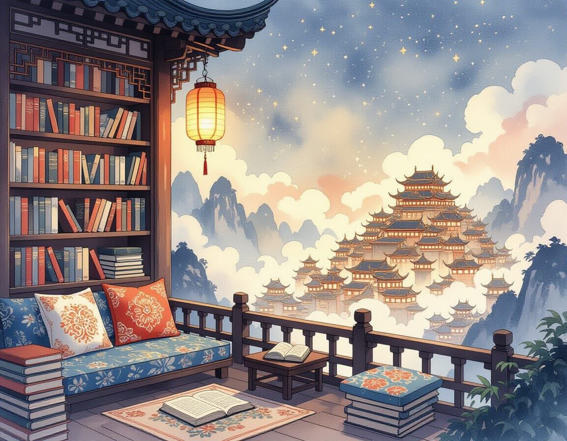 Ink Painting: Cloud Attic Reading Spot