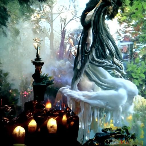 Ethereal Hekate in a Thomas Kinkade Style