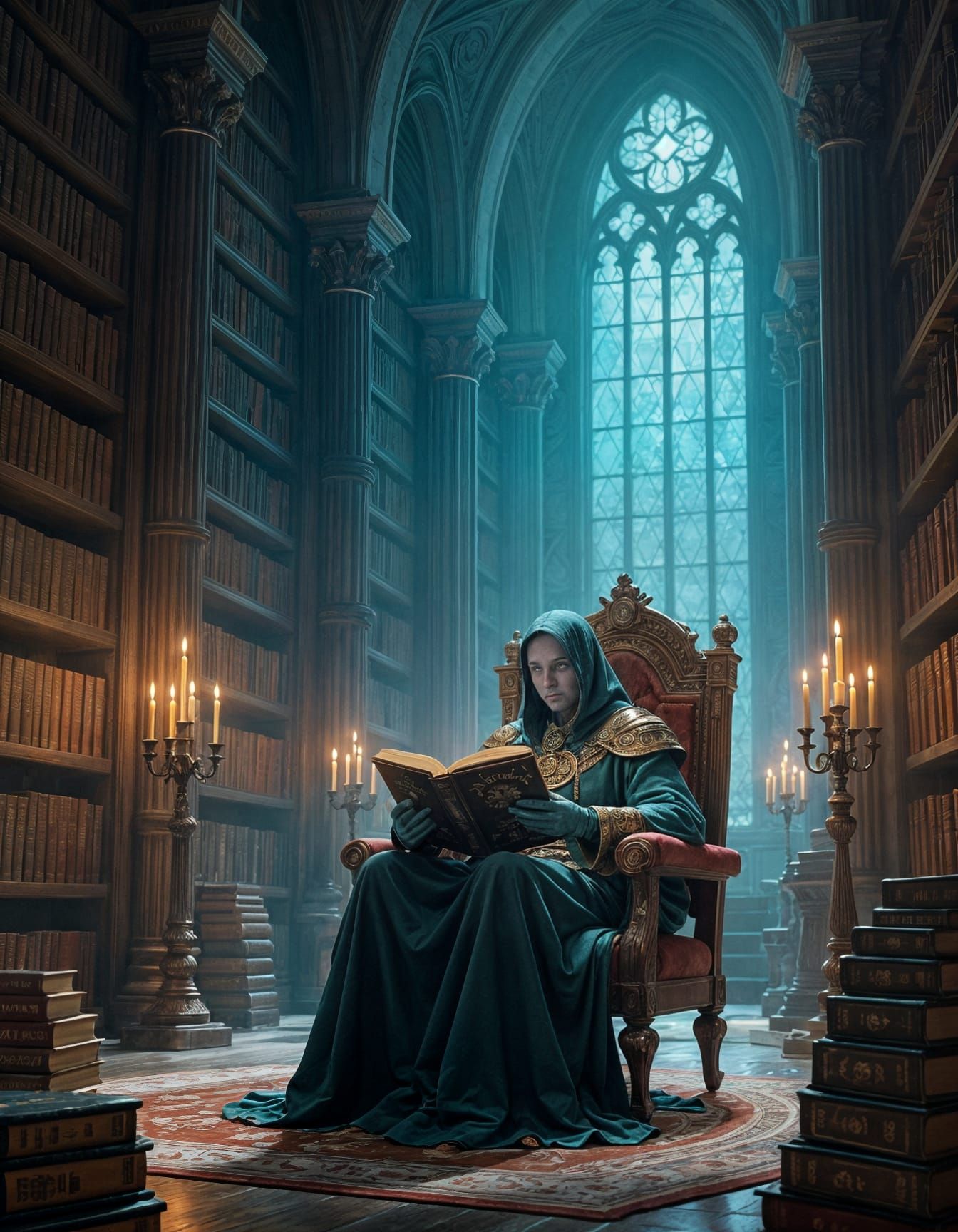 Mindflayer Philosopher in Grand Library, Splash Art Aestheti...